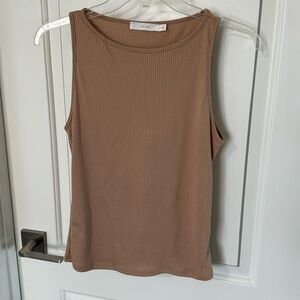 Lush ribbed muscle tee tan color size medium